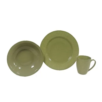 Set Peralatan Makan Keramik Glasir Warna Desain Cantik