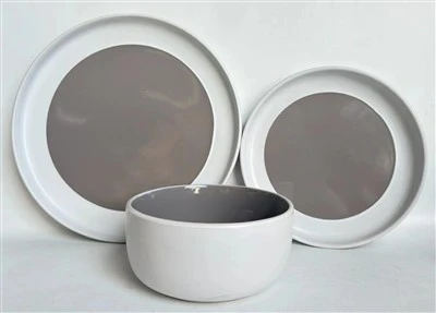 Set Peralatan Makan Stoneware 12 Potong Sederhana, Populer Untuk Keluarga, Pesta, dan Restoran.